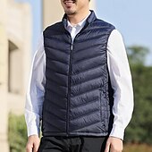 levne Gilety-Pánské Puffer Vesta Kamizelka Vesta Dovolená Denní Rande Módní Na běžné nošení Podzim zima Kapsy Polyester Zahřívací Pohodlné Pevná barva Zip Stojáček Běžný Černá Vodní modrá Šedá Vesta