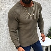 preiswerte Herrenpullover-Herren Pullover Strickpullover Gerippt Stricken Normale Oberteile Gestrickt Einfach Rundhalsausschnitt Mode Basic Urlaub Alltagskleidung Bekleidung Herbst Winter Schwarz Weiß M L XL