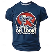 お買い得  メンズおもしろTシャツ-メンズ グラフィック Tシャツ、皮肉な「おお、見て！誰も気にしていない」スケルトンプリント - おもしろいショートスリーブアティチュード Tシャツ