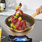 お買い得  調理器具-12インチのチタン合金ノンスティックポット、蓋付きチタンノンスティックフライパン、卵焼き、炒め物、煮込み、蒸し煮、その他の調理に