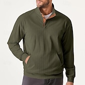 economico Felpe di base-Per uomo Maglia Velluto a coste Felpa con cappuccio Maglione Felpa con cappuccio abbottonata Aalbicocca Nero Verde militare Grigio chiaro Caffè Colletto Mao Semplice Patchwork Sport &amp; Outdoor Casuale