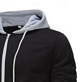 abordables Sudadera con capucha de vellón-Hombre Sudadera Sudadera con capucha y cremallera completa Sudadera con cremallera Sudadera con capucha de lana Negro Rojo Verde Trébol Gris Con Capucha Plano Retazos Bloque de Color Deporte Casual