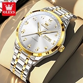 זול שעונים מכאניים-OLEVS גברים שעון מכני מינימליסטי אופנתי עסקים שעון יד אוטומטי נמתח לבד זורח לוח שנה שבוע תאריך פְּלָדָה שעון