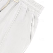 baratos Lar-Homens Calças de linho Calças Calça verão Calças largas Calças de praia Com Cordão Bolsos Cintura elástica Tecido Conforto Respirável Comprimento total Férias Diário Feriado Férias Havaiana Preto