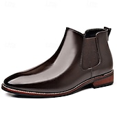 abordables Bottes de Chelsea-Homme Bottes Bottes Chelsea Marche ancien Occasionnel Cuir PU Confortable Antidérapant Chaud Bottines Mocassin Noir Jaune Marron Automne Hiver
