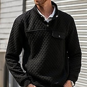 baratos Suéteres básicos-Homens Moletom Moletom Waffle Moletom com capuz Adamascado Preto Branco Verde Cinzento Colarinho Clerical Tecido Patchwork Desportos e Ar livre Casual Diário Roupa de rua Legal Roupa de Esporte