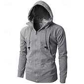 abordables Sudadera con capucha de vellón-Hombre Sudadera Sudadera con capucha y cremallera completa Sudadera con capucha de lana Rojo tinto Negro Verde Ejército Azul Marino Caqui Con Capucha Plano Retazos Deporte Casual Diario Ropa de calle