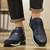 Χαμηλού Κόστους Καθημερινά Sneakers-Ανδρικά μπλε σκούρο ελαστικά αθλητικά παπούτσια με κορδόνια – αναπνεύσιμα αθλητικά παπούτσια για επαγγελματικές casual εμφανίσεις, μετακινήσεις και περπάτημα στην πόλη