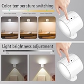abordables Spots-Applique murale magnétique à LED, veilleuse, 1 pièce, 3 températures de couleur &amp;Lampe murale sans fil à intensité variable et rotation à 360° avec télécommande pour chambre à coucher, lecture,