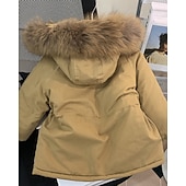 voordelige Meisjes dons- en pufferjack-Kinderen Voor meisjes Dons Effen Kleur Modieus Bontzoom School jas bovenkleding 4-12 jaar Winter Blozend Roze Khaki