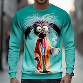 olcso Animal Print-Férfi Állat 3D Vicces Pulóver Alkalmi Hosszú ujj Terített nyak Vakáció Parti Ajándék Kék tó Arcpír rózsaszín Crewneck 3D Minden évszak Tervező