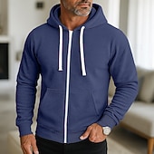 economico felpe con cappuccio da uomo di base-Per uomo Felpa con cappuccio Felpa con cappuccio a zip intera Rosso bordeaux Nero Blu marino Grigio chiaro Grigio scuro Con Cappuccio Semplice Con zip Sport &amp; Outdoor Casuale Quotidiano Streetwear