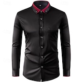 economico camicie da uomo no stiro-Per uomo Camicia Camicia elegante Camicia button-down Camicia non stiro Semplice Formale Matrimonio Nero Bianco Vino Blu marino Manica Lunga Collo ripiegato Estate Primavera Abbigliamento diamante