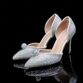 preiswerte Klassische Pumps-Champagnerfarbenes Set mit Strass-Stilettos und Clutch für Damen – elegante High Heels mit spitzer Spitze für Hochzeiten, Abschlussbälle und Abendpartys