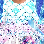 billiga 3D Cartoon Dresser-Flickor 3D Sjöjungfru Klänning Långärmad Sommar Vår Semester Dagligen Helgdag Prinsessa Skön Ljuv Barn 4-12 år Vardagsklänning A linjeklänning Knälång Normal