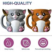 זול ספלים וכוסות-מחזיק קרח של Cuddles the Cat עם 2 כפיות, מעמד לחצי גלידה, מכיל 473 מ&quot;ל/16 אונקיות של גלידה, מיכלי גלידה רב פעמיים, מחזיקי ארטיקים, מתנות אידיאליות לאוהבי חתולים