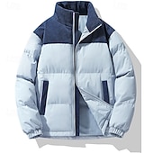 levne Pánské kabáty a parky-Pánské Zimní kabát Puffer bunda Polstrovaná bunda Kapsy Polyester Dovolená Denní nošení Rande Standardní Módní Na běžné nošení Pohodlné Zahřívací Podzim zima Plná / Jednobarevná Černá Růžov