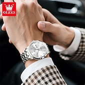 זול שעונים מכאניים-OLEVS גברים שעון מכני מינימליסטי אופנתי עסקים שעון יד אוטומטי נמתח לבד זורח לוח שנה שבוע תאריך פְּלָדָה שעון