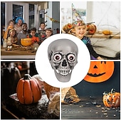 levne Halloween-Mluvící lebky na Halloween - rozsvícená halloweenská dekorace s červenými očima a lebkami, sváteční halloweenské dekorace s červenými očima na párty