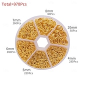 levne souprava na výrobu korálků-960 ks spojovacích kroužků s O-kroužky – kovové otevřené kroužky pro výrobu šperků, náramků, náušnic &amp;náhrdelníky