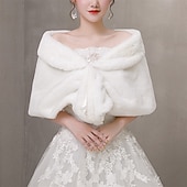 preiswerte Schals &amp; Umhänge-Kunstfell-Schal, Wickelstola, Shrug, Winter, Braut, Hochzeit, Schal, Wickeltuch, Abendparty, Cover-up für Frauen