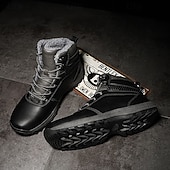 abordables Botas de invierno y nieve-Botas de trabajo clásicas con cordones de piel sintética color tostado para hombre: botines de seguridad duraderos para exteriores, construcción, senderismo y uso diario.