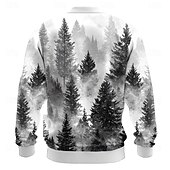 preiswerte 3D Muster-Herren Baum 3D-Druck Pullover Lässig Langarm Rundhalsausschnitt Weiß Blau Rundhalsausschnitt 3D Grafik Ganzjahres Designer