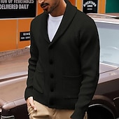 preiswerte Herren Strickjacke-Herren Strickjacke Kurzer Pullover Strickpullover Gerippt Kurz gestrickt Stricken Normale Oberteile Tasche Einfarbig Schalkragen Mode Klassisch Urlaub Alltagskleidung Bekleidung Herbst Winter grau