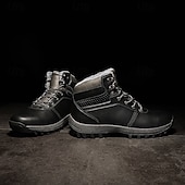 abordables Botas de invierno y nieve-Botas de trabajo clásicas con cordones de piel sintética color tostado para hombre: botines de seguridad duraderos para exteriores, construcción, senderismo y uso diario.