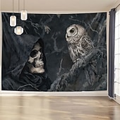 זול שטיחי קיר-גוֹבּלֶן באנרים שטיחי קיר שלד גותי פאנק אפל מסיבה חֲדַר שֵׁנָה רקעים לצילום עיצוב הבית