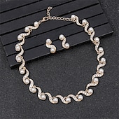 abordables Conjuntos de joyas-Juego de Joyas 2 Perla Cromo Pendientes Collare Mujer Elegante Vintage Moda Estilo retro Clásico Conjunto de joyas Para Boda Fiesta Invitado a la boda