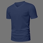 billiga grundläggande t-shirts-Herr T-shirt i bomullsblandning Kortärmad Kort ärm V-hals Sommar Alla årstider Ensfärgat Slät Designer Grundläggande Modernt Modernt V-ringad Semester Gata Ledigt Svart Vit Grön Topp t-shirt för män