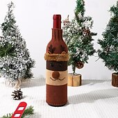 baratos Cozinha-Capa para garrafa de vinho de Natal com champanhe e vinho natalinos com design de Papai Noel, rena e boneco de neve, decoração de mesa festiva para restaurantes, hotéis, jantares, festas e decoração