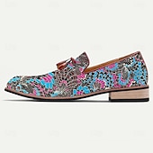 levne Jacquard boty-Pánské Nokasíny Střapcové mokasíny Chůze PU kůže Žakárová látka Pohodlné Protiskluzové Prodyšné Povaleč modrá / černá Léto Jaro Podzim