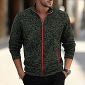 levne Základní mikiny_-Pánské Mikina Celorozepínací mikina Černá Armádní zelená Námořnická modř Světle šedá Tmavě šedá Stojáček Bez vzoru Kapsy Sporty a outdoor Denní Dovolená Polyester Šik ven Základní Na běžné nošení