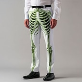 economico Pantaloni di Halloween-Halloween Per uomo Scheletro Costumi Halloween Pantaloni Eleganti Pantaloni Pantaloni da Abito Misura del girovita medio Gotico punk oscuro All&#039;aperto Vacanza Casuale Pantaloni slim fit con tasche