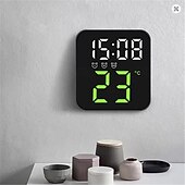 baratos eletrodomésticos-Relógio de parede digital LED com display de temperatura e tempo, despertador de mesa com brilho ajustável, decoração para casa e mesa, relógio eletrônico