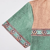  Herre Stamme Etnisk T skjorte Henly-skjorte T-skjorter Kortermet Designer Grunnleggende Etnisk utendørs Avslappet Daglig Sommer Sjø blå Svart Lysegrønn Mørkeblå Lyseblå Henley Henley T-skjorte