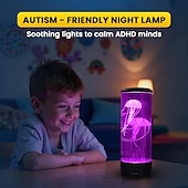 voordelige Oceaan Golf &amp; Water Rimpeling-Licht Meerderfiisos Lava Lamp Medusa Lamp met 16 Kleurveranderende Lichten Medusa Tank Tafel Lamp Medusa Aquarium Nachtlamp Thuis Kantoor Kamer Bureau Decor Lamp Stemming Licht voor Ontspanning