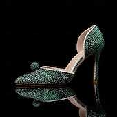 preiswerte Klassische Pumps-Champagnerfarbenes Set mit Strass-Stilettos und Clutch für Damen – elegante High Heels mit spitzer Spitze für Hochzeiten, Abschlussbälle und Abendpartys