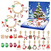 ieftine Calendarul Adventului-Brățări calendar de Advent de Crăciun 2025 pentru fete, kit de confecționare bijuterii DIY de 24 de zile cu 22 de mărgele cu pandantive și 2 brățări reglabile, cadou de numărătoare inversă de Crăciun
