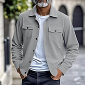 preiswerte Lässige Jacken-Herren Leichte Jacke Cordjacke Freizeitjacke Urlaub Täglich Atmungsaktiv Tasche Frühling Herbst Einfach Mode Klassisch Revers Regulär Schwarz Braun Hellgrau Armeegrün Aprikose Jacken