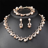 abordables Parures de Bijoux-Parure de bijoux 3 Perle Perle Chrome 1 Collier Boucles d&#039;oreilles Collier Femmes Élégant ancien Mode Le style rétro Classique Fleur Parure de Bijoux Pour Mariage Soirée robe demoiselle d honneur