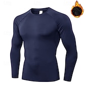 billiga Löpar-T-shirts och linnen-Herr Kompressionströja Fleece-underställ Träningstoppar Långärmad Överdelar Fritids- Snabb tork Varm Gym Basket Träning Sportkläder Sportkläder Solid färg Svart Vit Blå