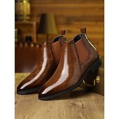 abordables Bottes de Chelsea-Bottines Chelsea marron pour homme en cuir gaufré crocodile – élégantes chaussures habillées à enfiler pour le bureau, les dîners et les occasions formelles