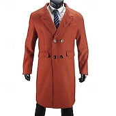 preiswerte Herren-Blazer &amp; -Anzüge-Herren Mantel Trenchcoat Langer Trenchcoat Urlaub Täglich Herbst Winter Polyester Winddicht Warm Oberbekleidung Bekleidung Mode Klassisch Einfach Tasche Revers Doppelreihig