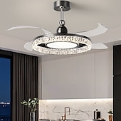 preiswerte Deckenventilator-Leuchten-LED-Deckenventilatoren dimmbar mit Fernbedienung 106 cm Deckenleuchte mit Acryl-Lampenschirm Kronleuchter Schlafzimmer Wohnzimmer