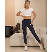 ieftine Leggings cu căptușeală din fleece-Pentru femei Mărime EU / US Slab Căptușeală confortabilă din fleece Clasic &amp; Fără Vârstă Lungime totală Talie Inaltă Simplu Buzunar Exterior Cald Micro-elastic Casă Purtare Zilnică Roșu Claret Gri