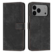 abordables Carcasas iPhone-teléfono Funda Para iPhone 17 Air 16 15 14 Pro Max Plus 16e 13 Pro Max Mini Funda Trasera con correa de muñeca Caballete Ranura para tarjetas Retro TPU Cuero de PU