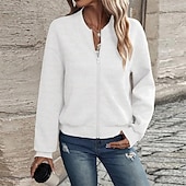 economico Felpe e Sweatshirt Texturizzati-Per donna Cappotto Giacca Casual Confortevole Traspirante Cerniera Tasca Moda Moderno Casual Semplice Uscire Weekend Cerniera Regolare Collo alla coreana Vestibilità regolare Manica Lunga Capispalla
